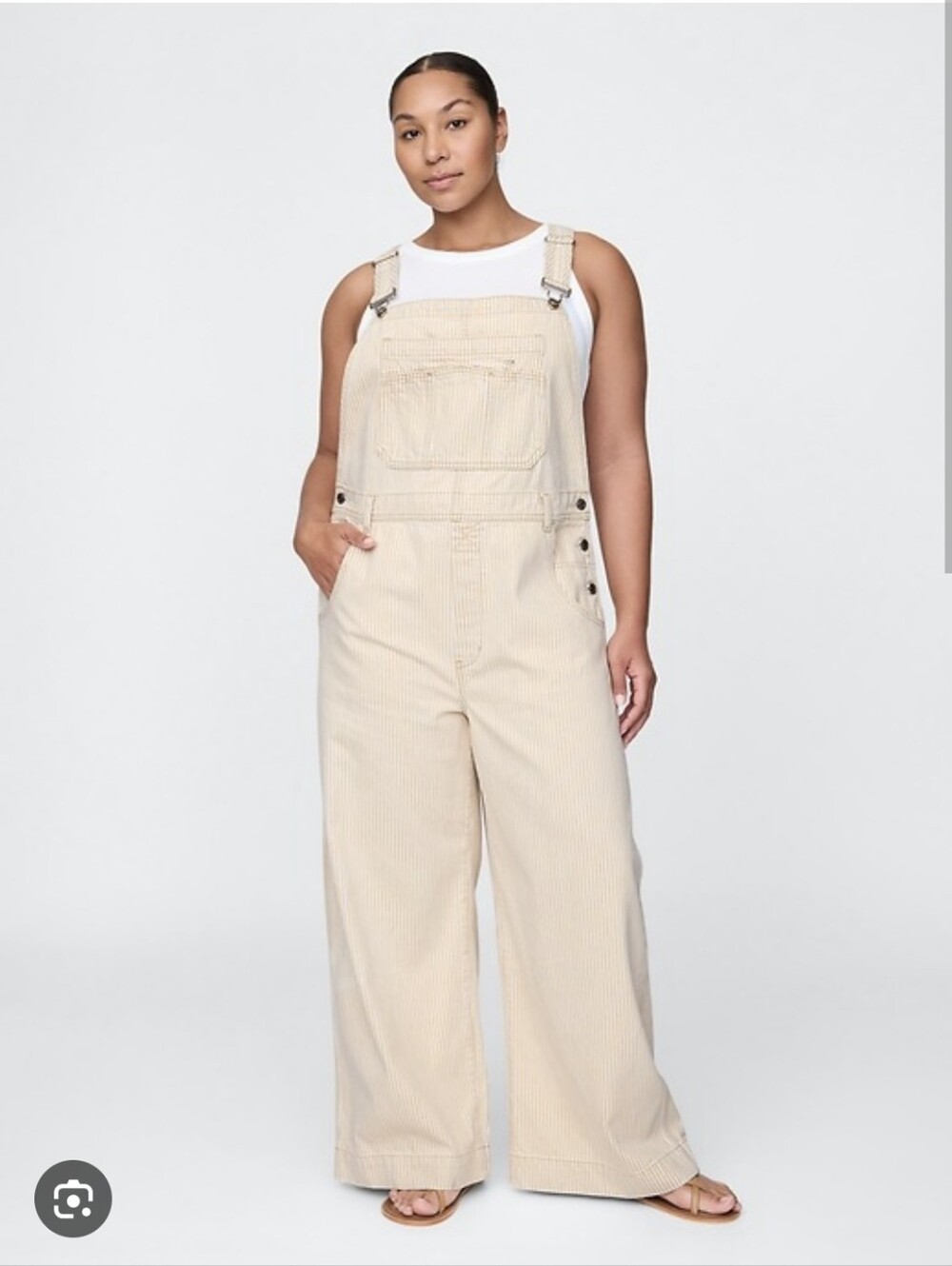 Gap Beige Striped Overalls